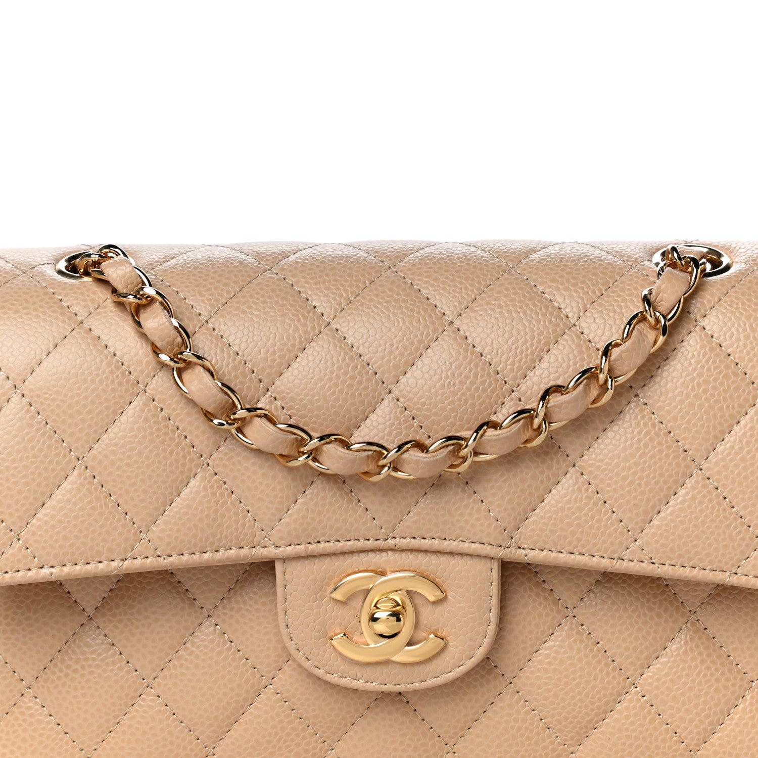 Chanel Caviar Quilted Small Double Flap Beige 8 of 10