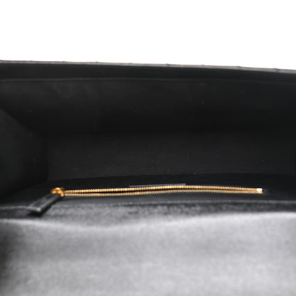 Saint Laurent Grain De Poudre Matelasse Chevron Large Monogram Satchel Black 4 of 7