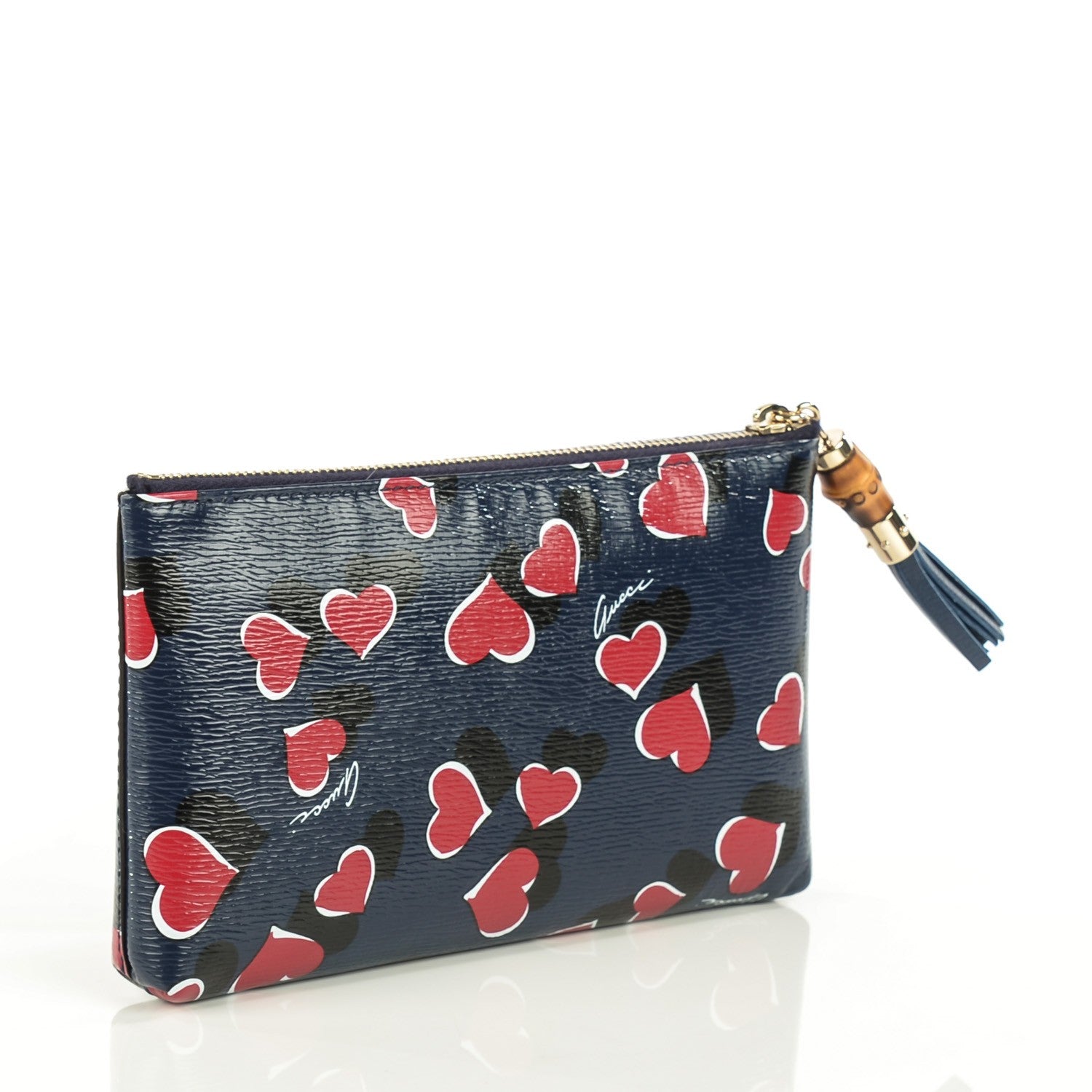 Gucci Calfskin Heartbeat Print Small Pouch Blue 3 of 7