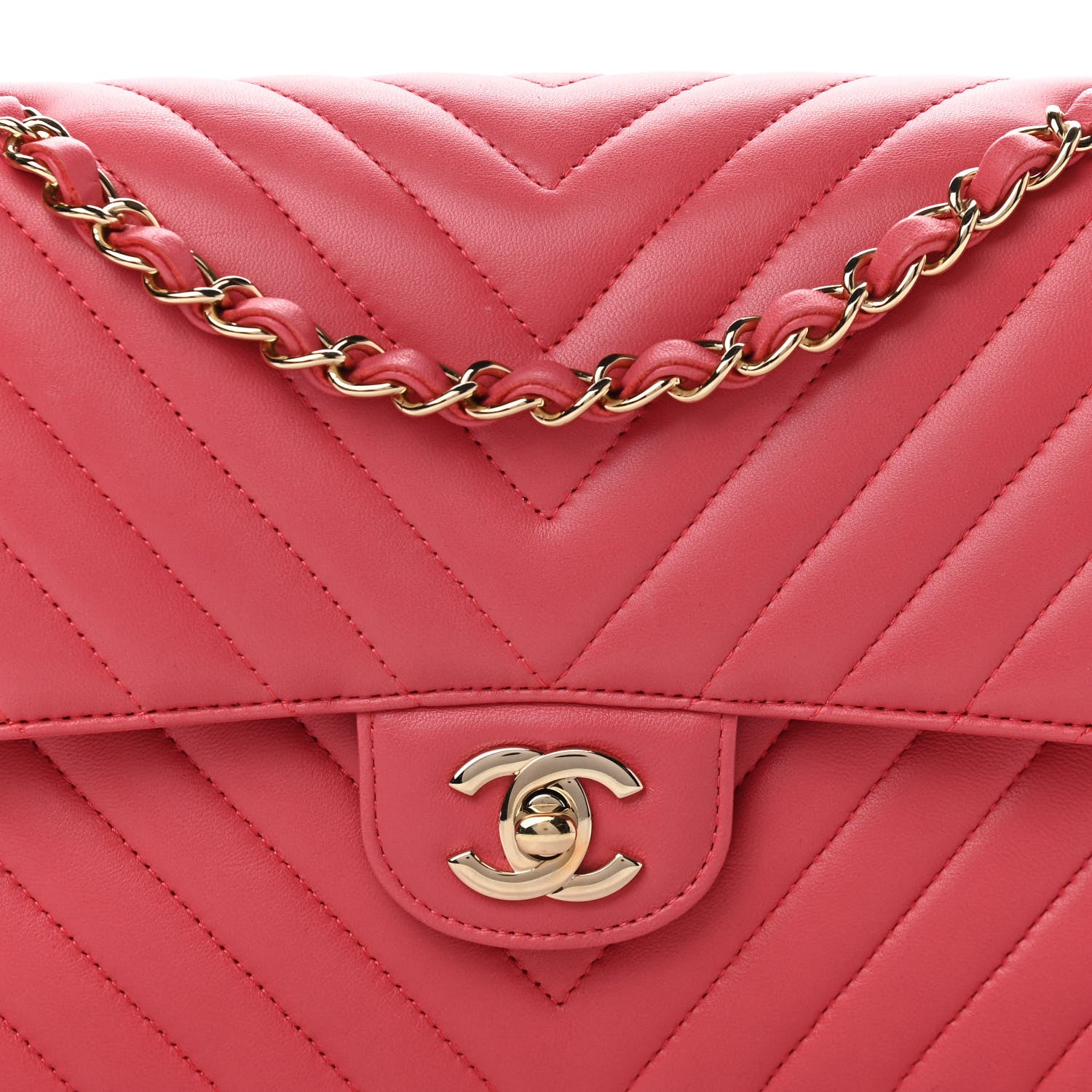 Chanel Lambskin Chevron Quilted Medium Double Flap Pink 8 of 10