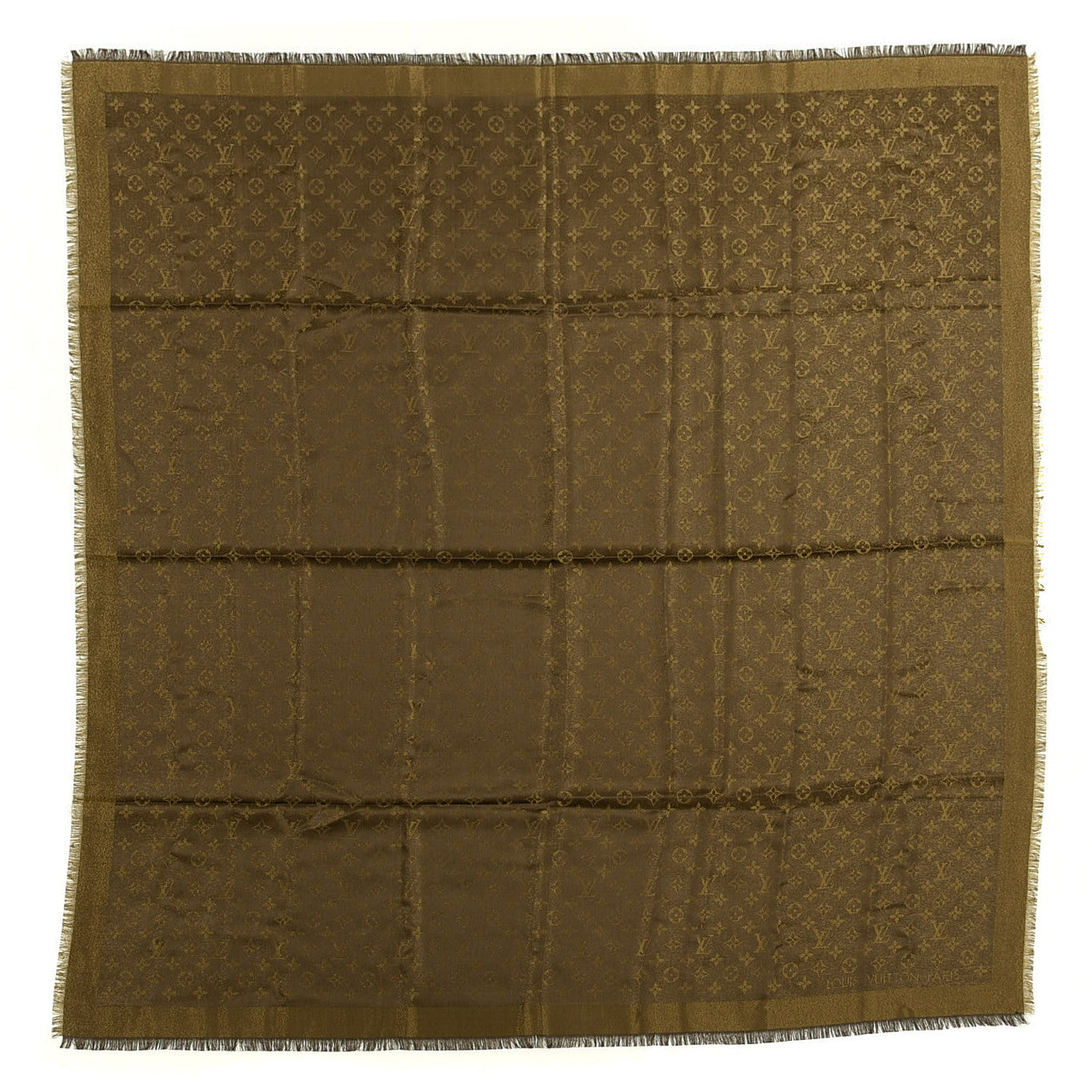 Silk Lurex Wool Monogram Shine Shawl Brown