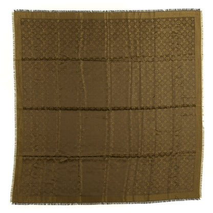 Louis Vuitton Silk Lurex Wool Monogram Shine Shawl Brown 1 of 3