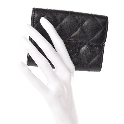 Chanel Crumpled Calfskin Quilted Flap Card Holder Wallet So Black 2 of 9