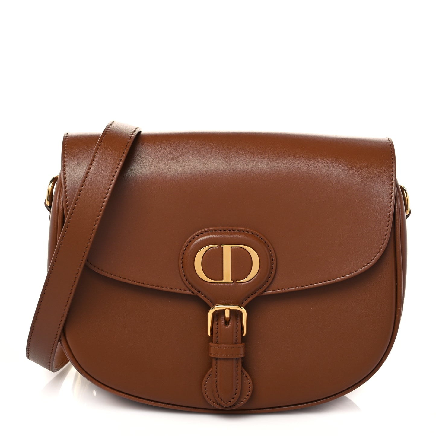 Box Calfskin Medium Bobby Flap Dark Tan