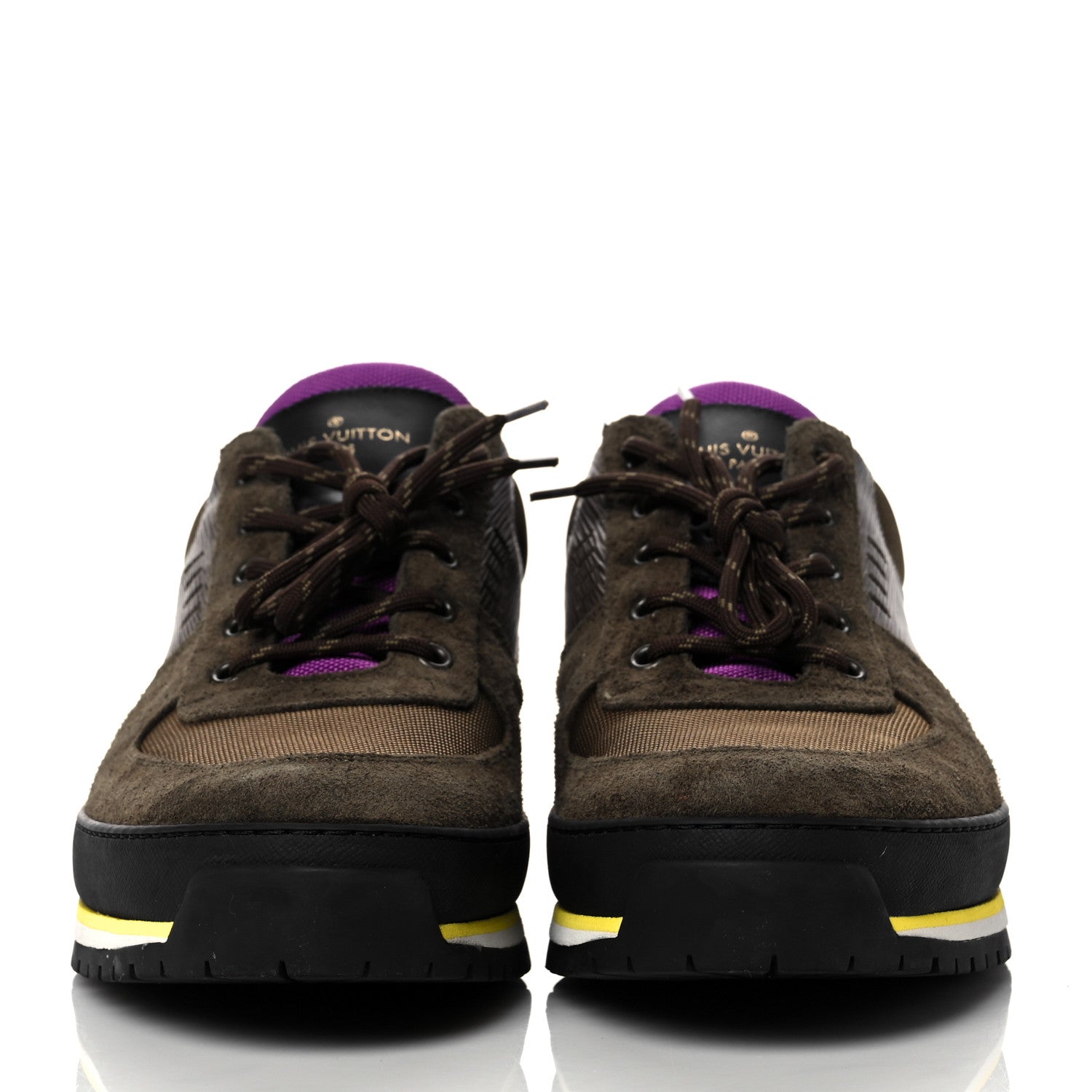 Louis Vuitton Epi Suede Mens Harlem Richelieu Sneakers 7.5 Brown Yellow 2 of 8