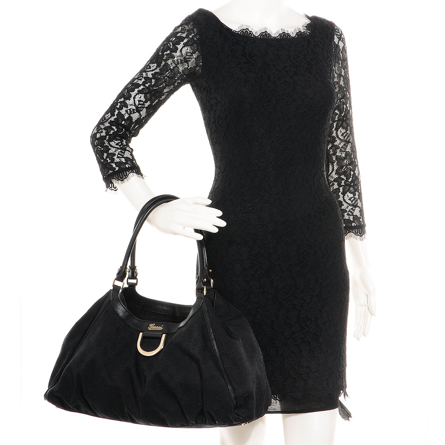 Monogram D Gold Large Shoulder Bag Black