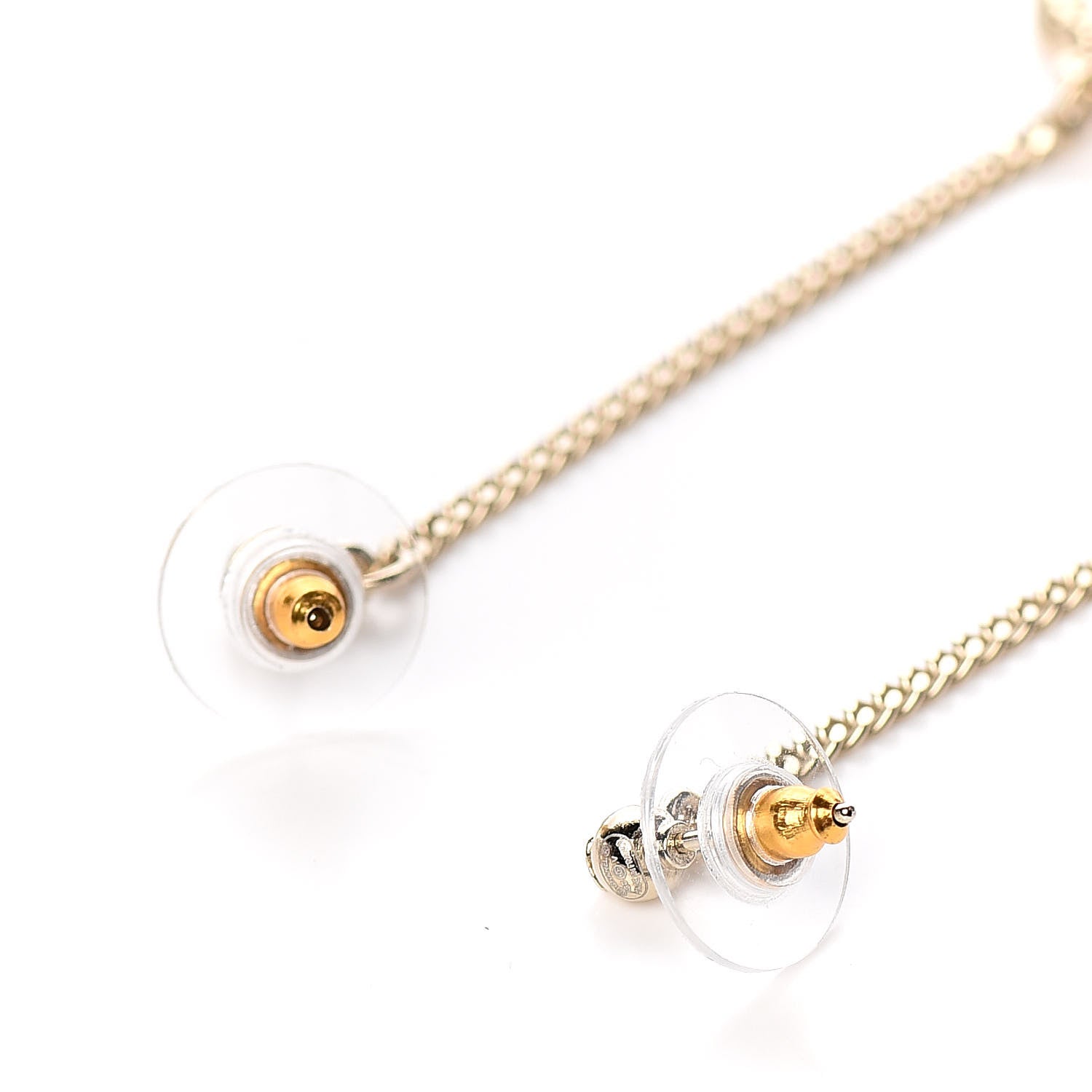 Chanel Crystal CC Drop Earrings Pink Grey Gold 3 of 3