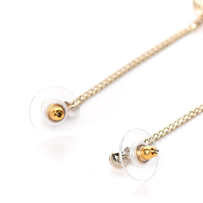 Chanel Crystal CC Drop Earrings Pink Grey Gold 3 of 3
