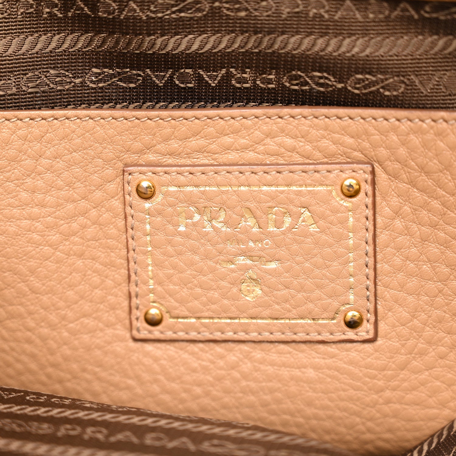 Prada Vitello Daino Side Pocket Shoulder Bag Tote Sesamo 6 of 13