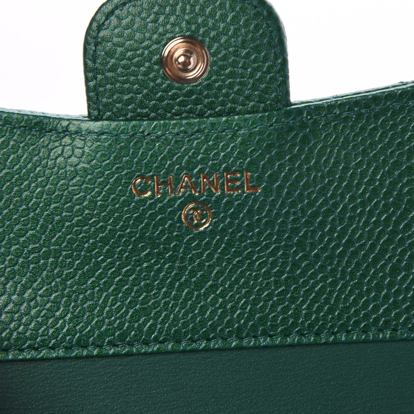 Metallic Quilted Compact Flap Wallet Green