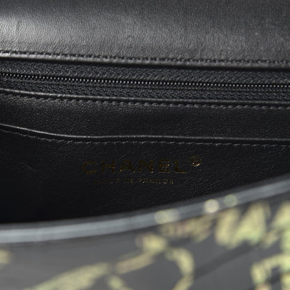 Chanel Calfskin Crocodile Embossed Graffiti 2.55 Mini Cocodile Reissue Flap Black Pink 7 of 9
