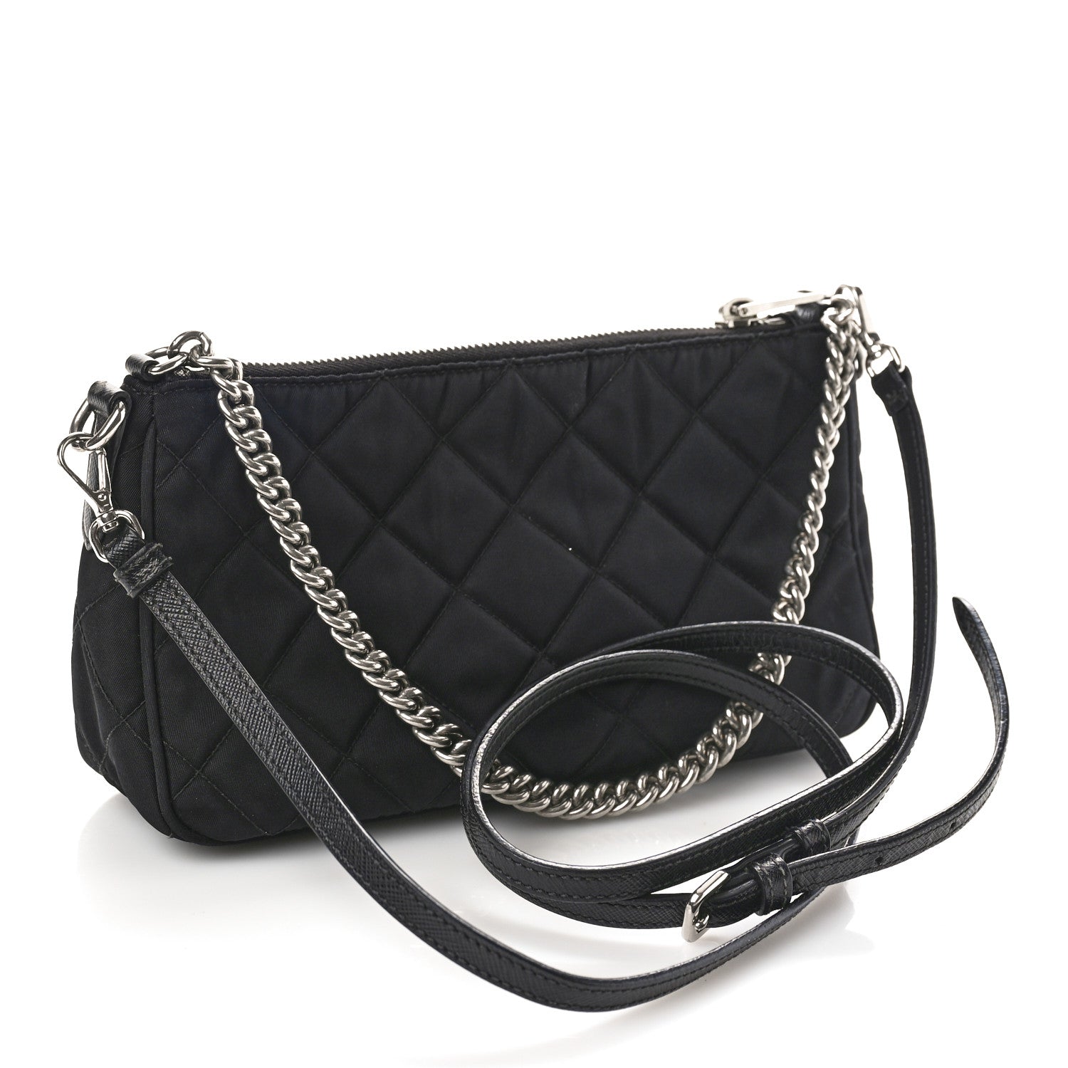 Prada Nylon Tessuto Impuntu Quilted Crossbody Bag Black 3 of 8