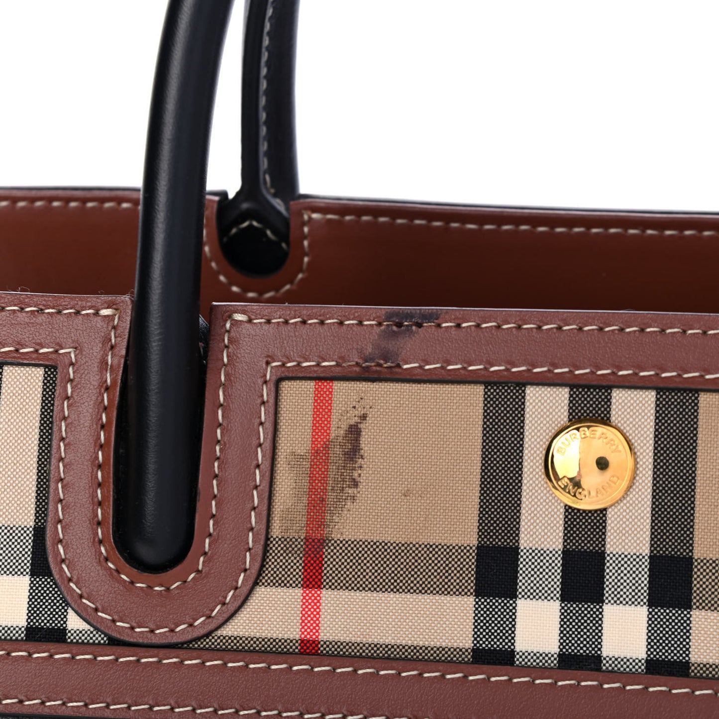 Calfskin Vintage Check Small Two Handle Title Bag Black