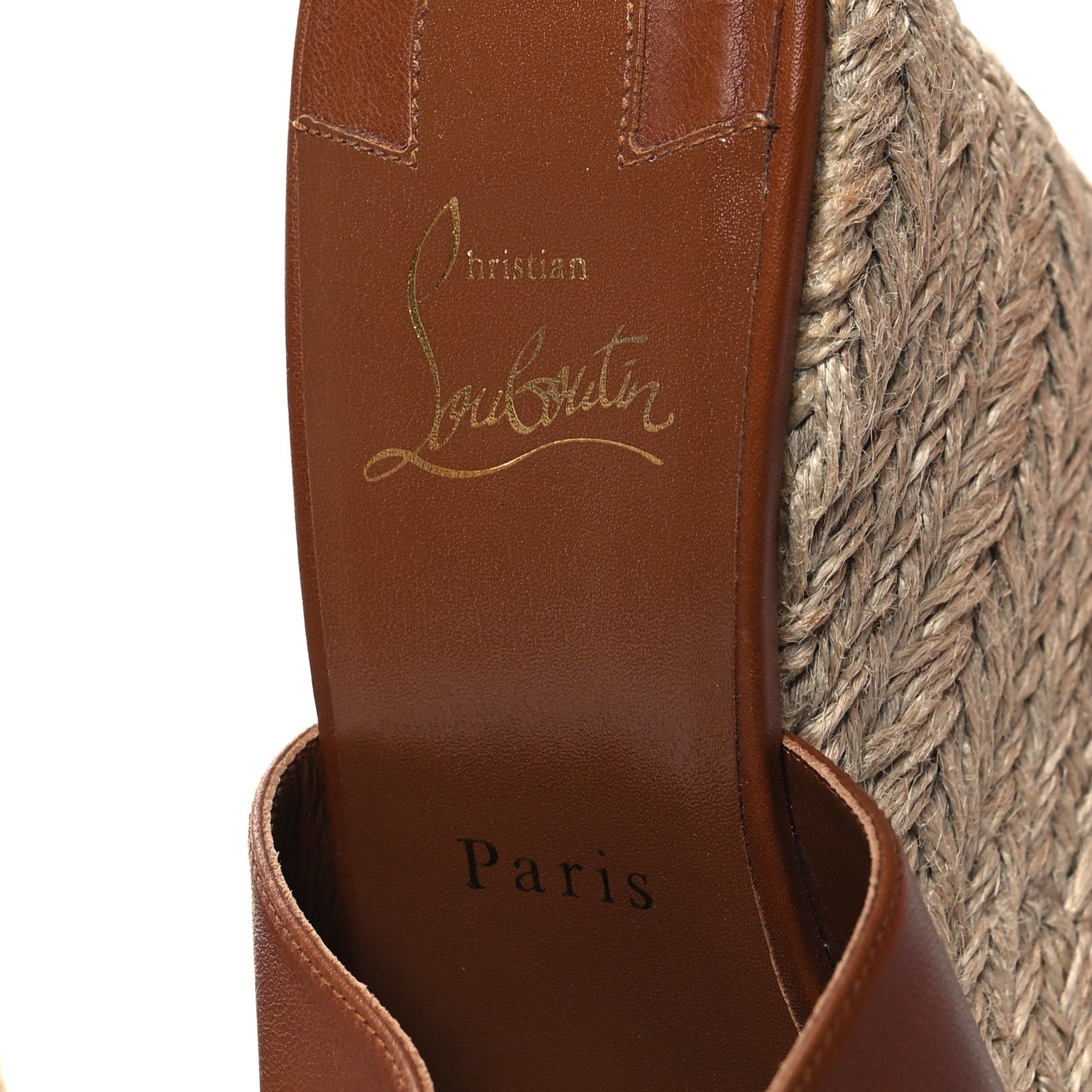 Christian Louboutin Calfskin Ariella Zeppa 130 Espadrille Sandals 40 Cuoio 7 of 8