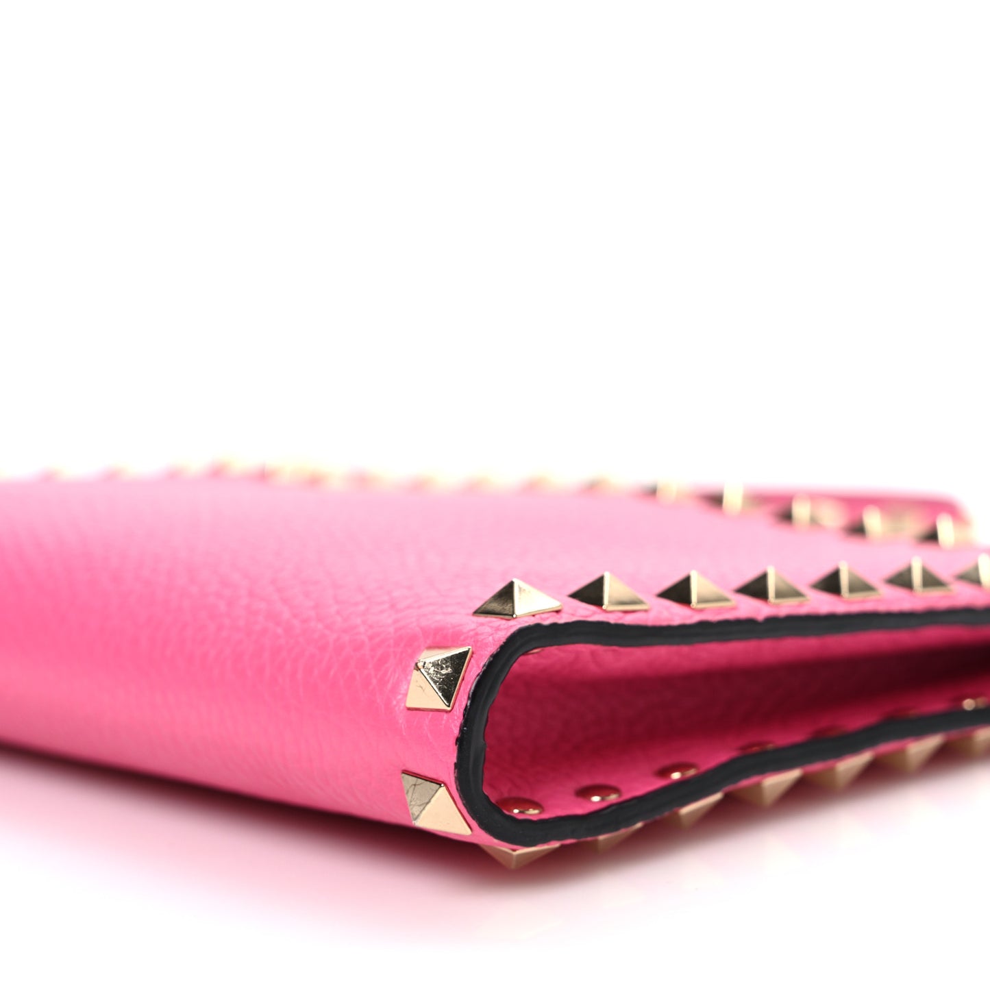 Pebbled Calfskin Medium Rockstud Flat Pouch Pink