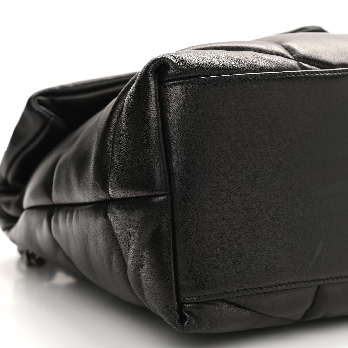 Lambskin Quilted Medium Loulou Puffer Monogram Chain Satchel Black