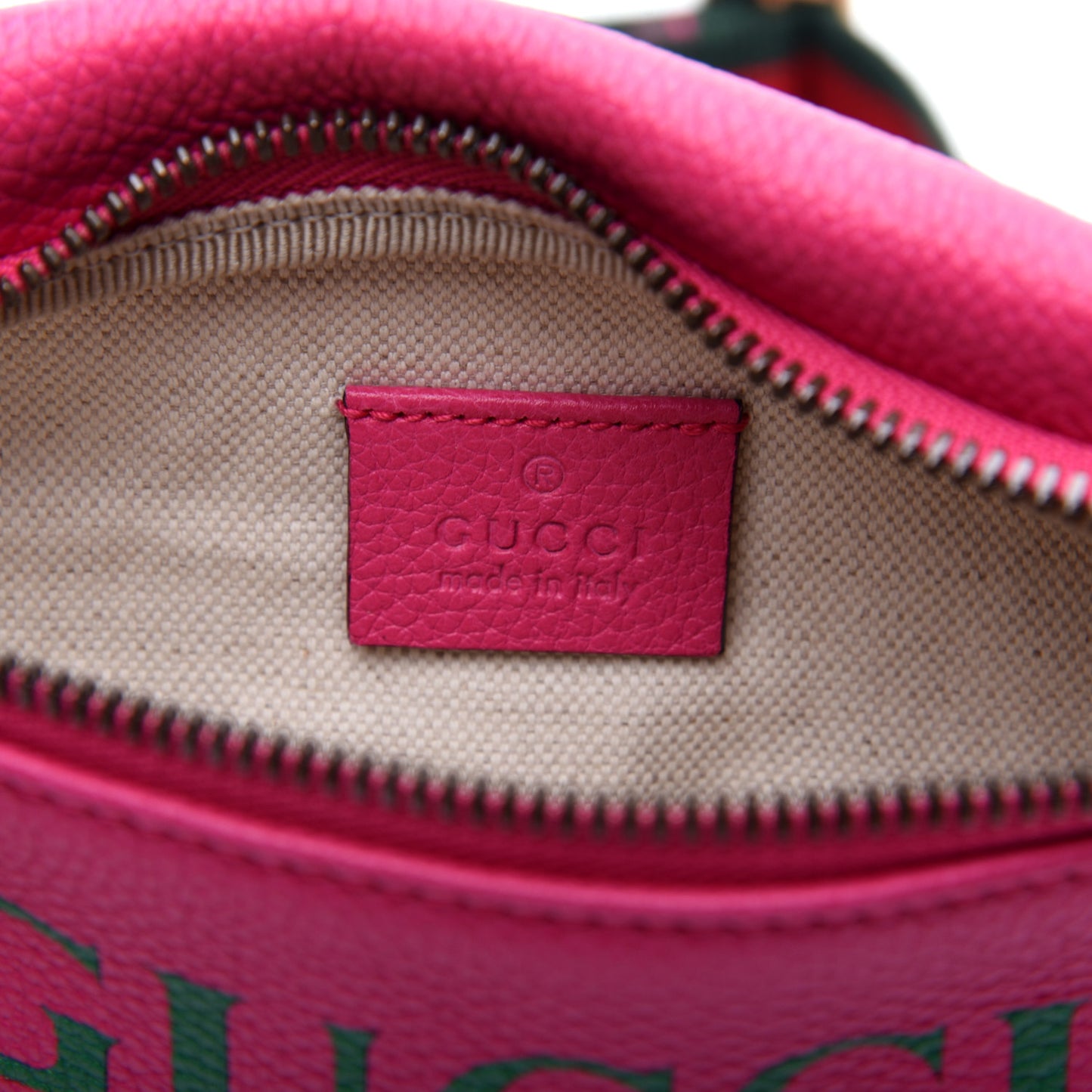 Grained Calfskin Small Logo Belt Bag Box Pink Green