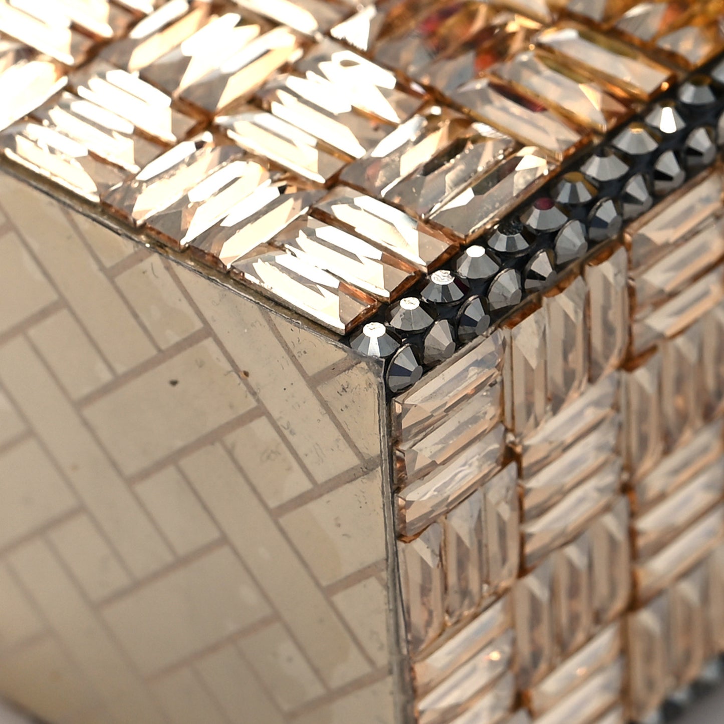 Crystal Butterfly Hot Air Balloon Minaudiere Clutch Champagne Multicolor