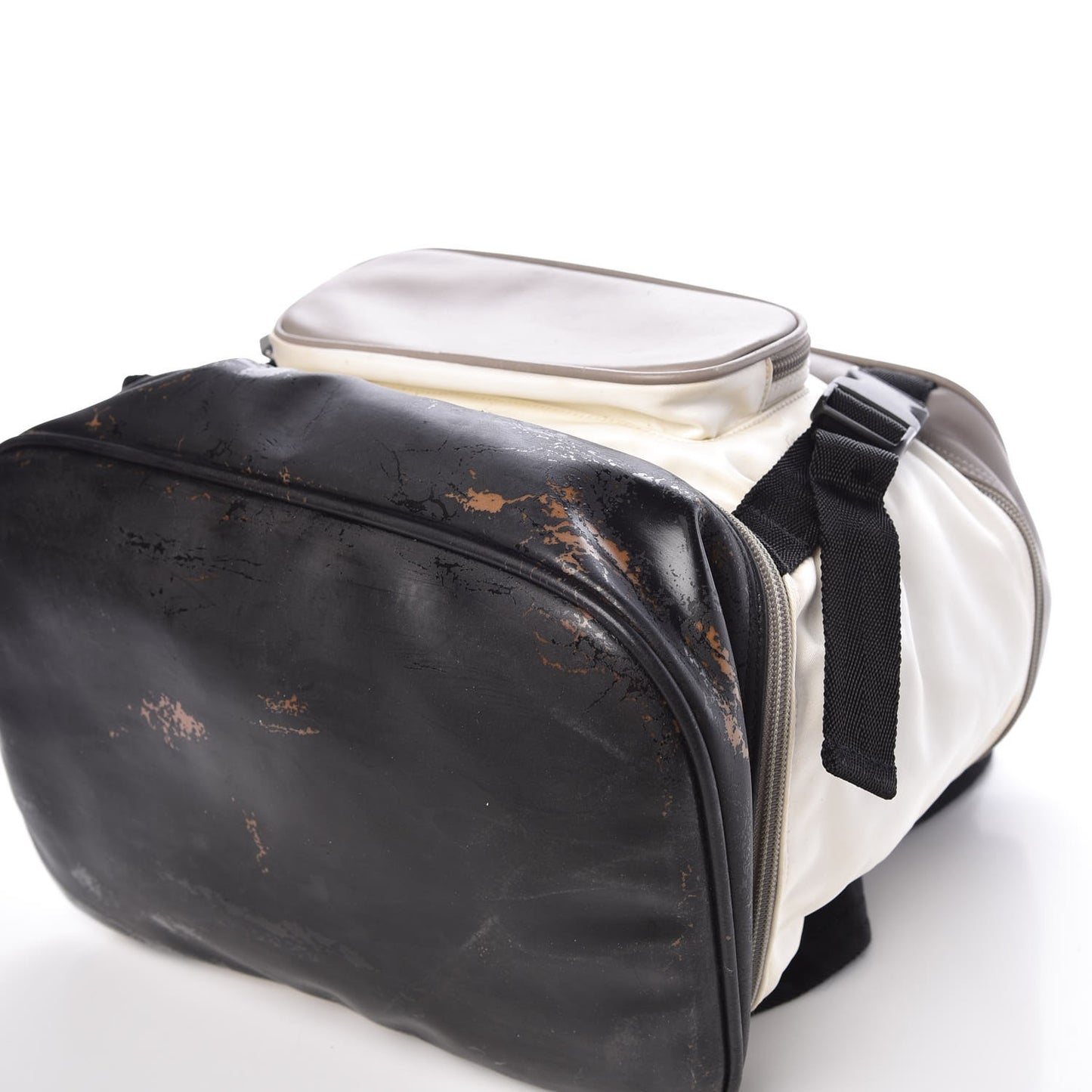 Nylon Calfskin CC Backpack White Gray