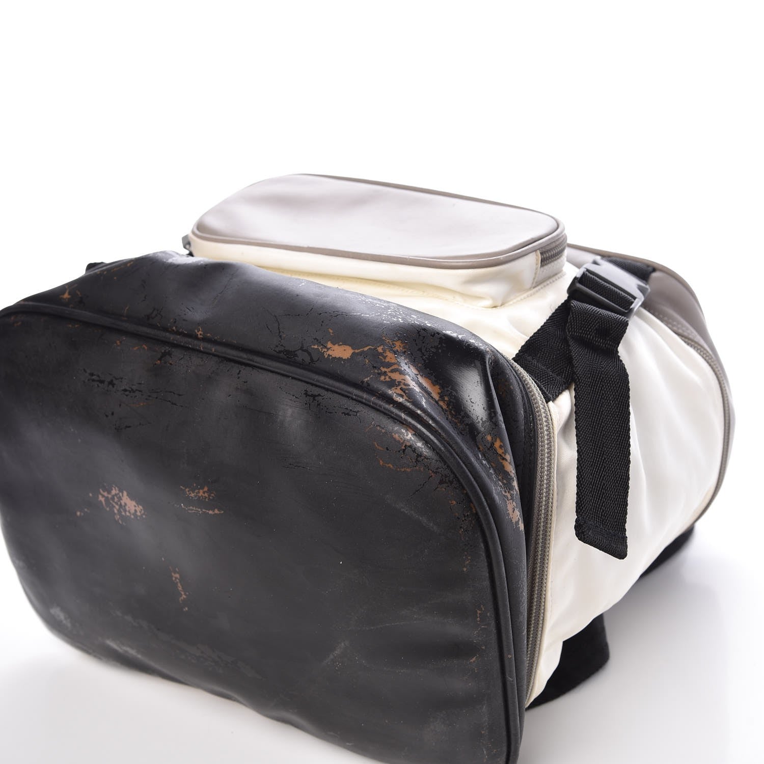 Chanel Nylon Calfskin CC Backpack White Gray 24 of 30