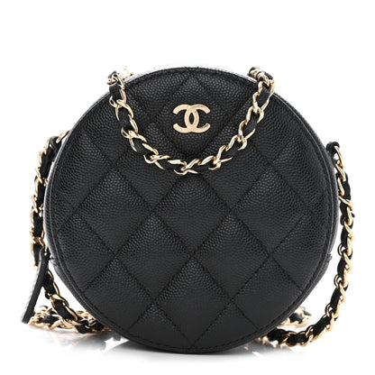Chanel Caviar Quilted Round Clutch With Chain Black 1 of 11