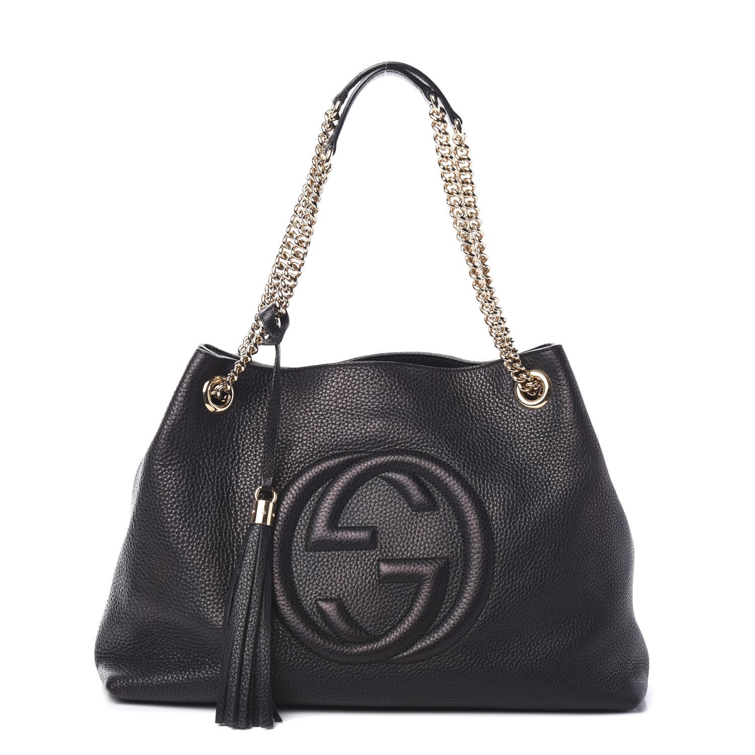 Gucci Pebbled Calfskin Medium Soho Chain Shoulder Bag Black 1 of 9