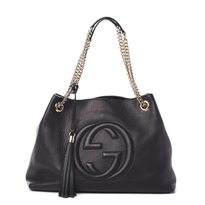 Gucci Pebbled Calfskin Medium Soho Chain Shoulder Bag Black 1 of 9