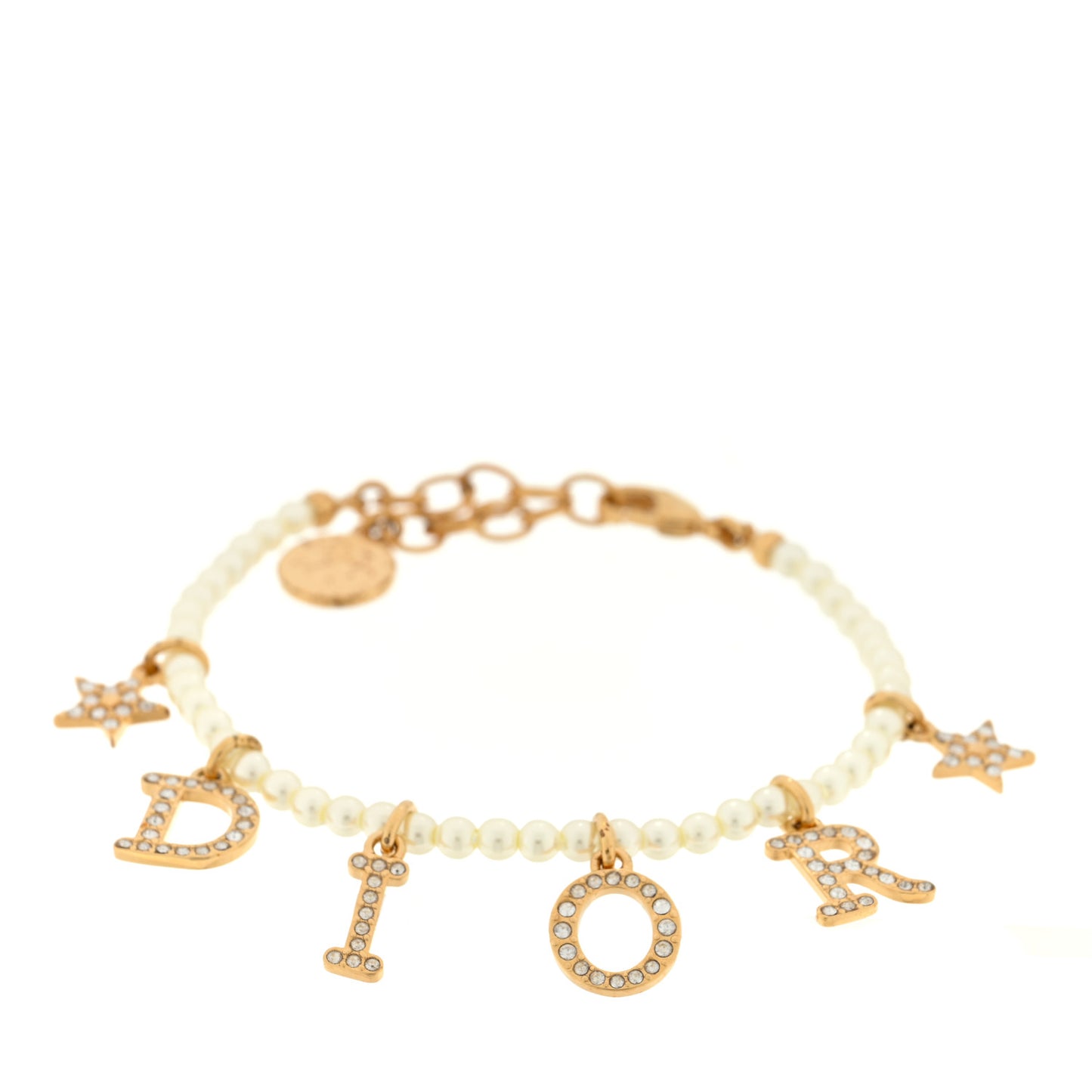 Crystal Pearl Star Logo Bracelet Gold