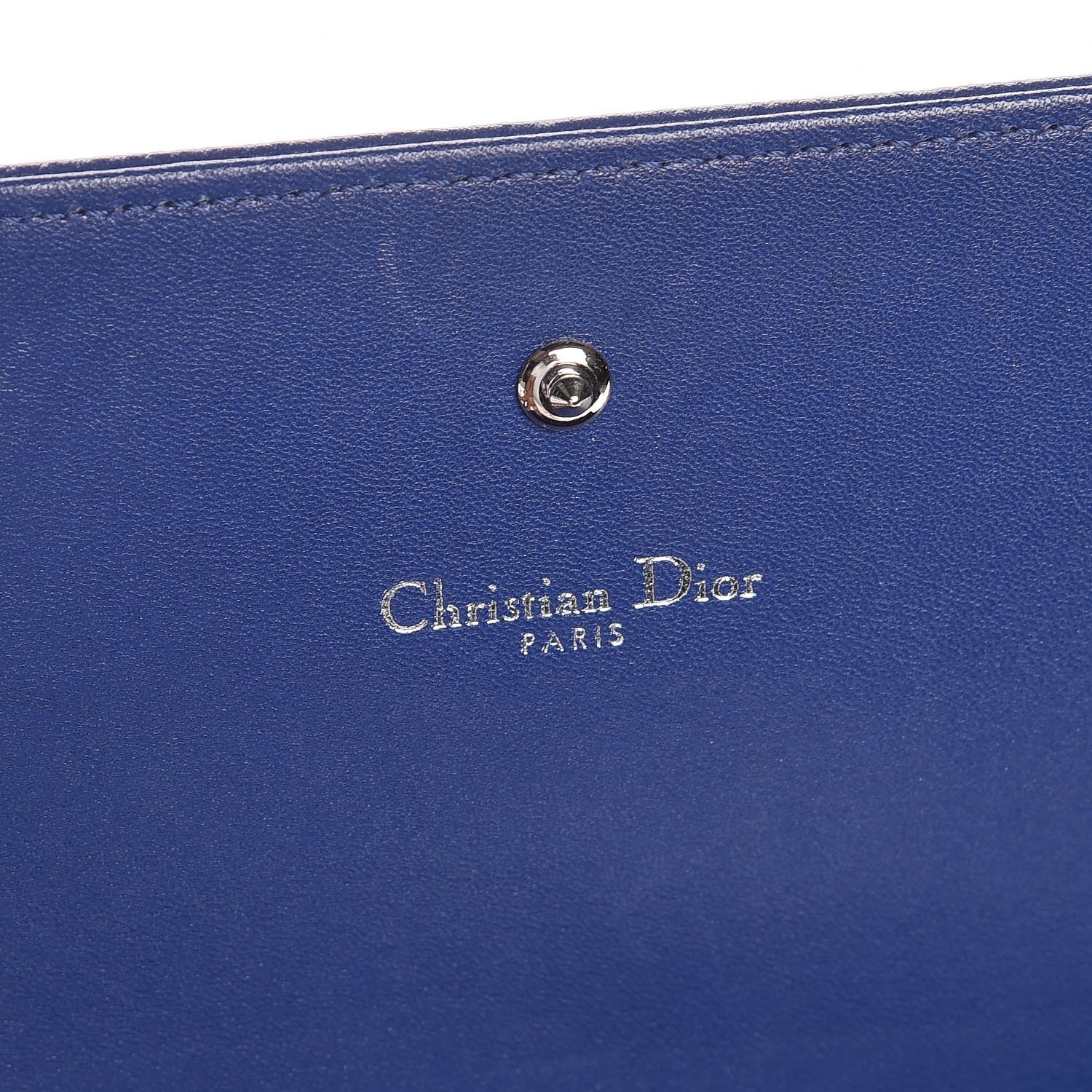 Christian Dior Grained Calfskin Diorama Croisiere Chain Wallet Blue 6 of 7