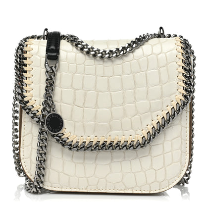 Stella McCartney Embossed Crocodile Effect Medium Falabella Box Shoulder Bag Ivory 1 of 11