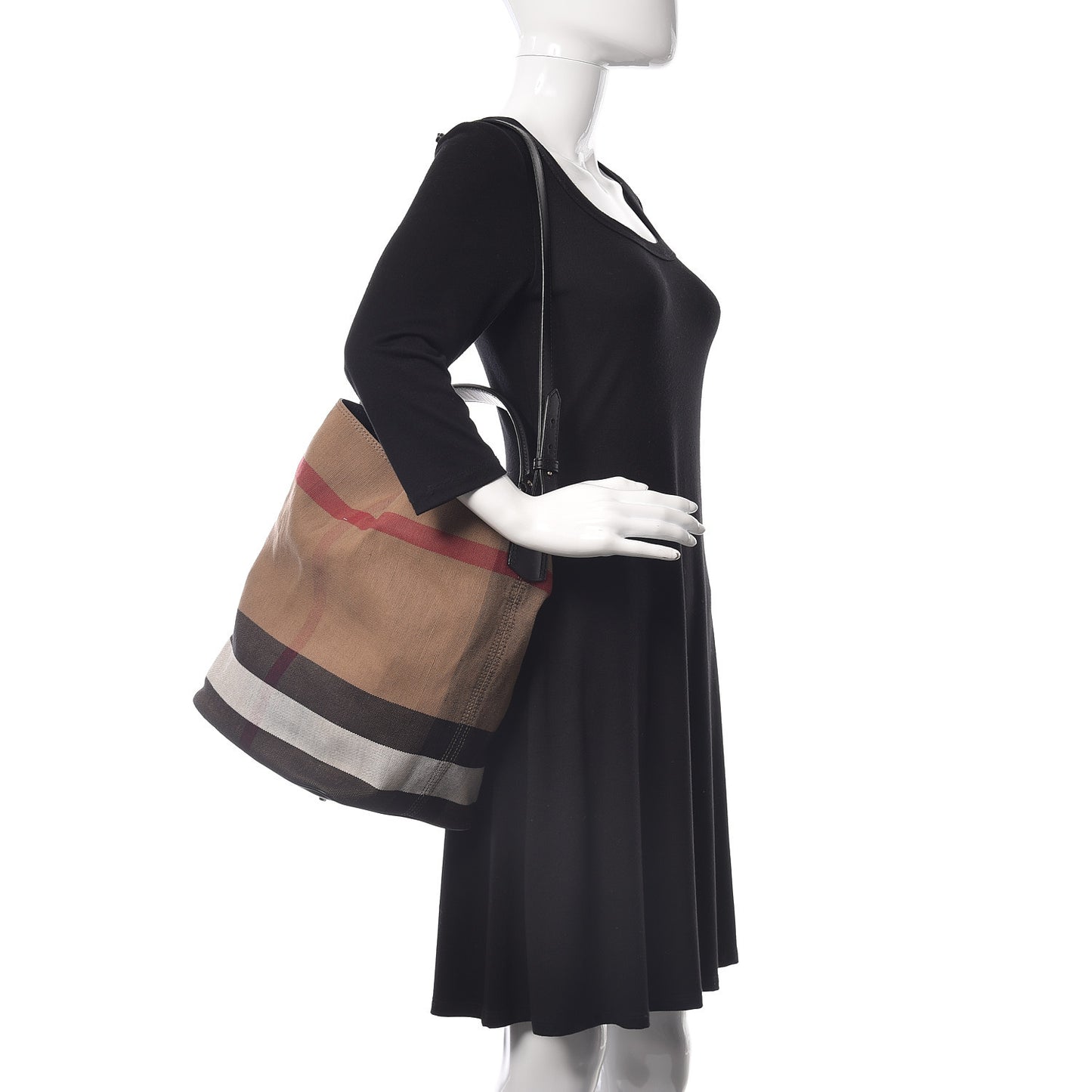 Canvas Mega Check Medium Ashby Hobo Black