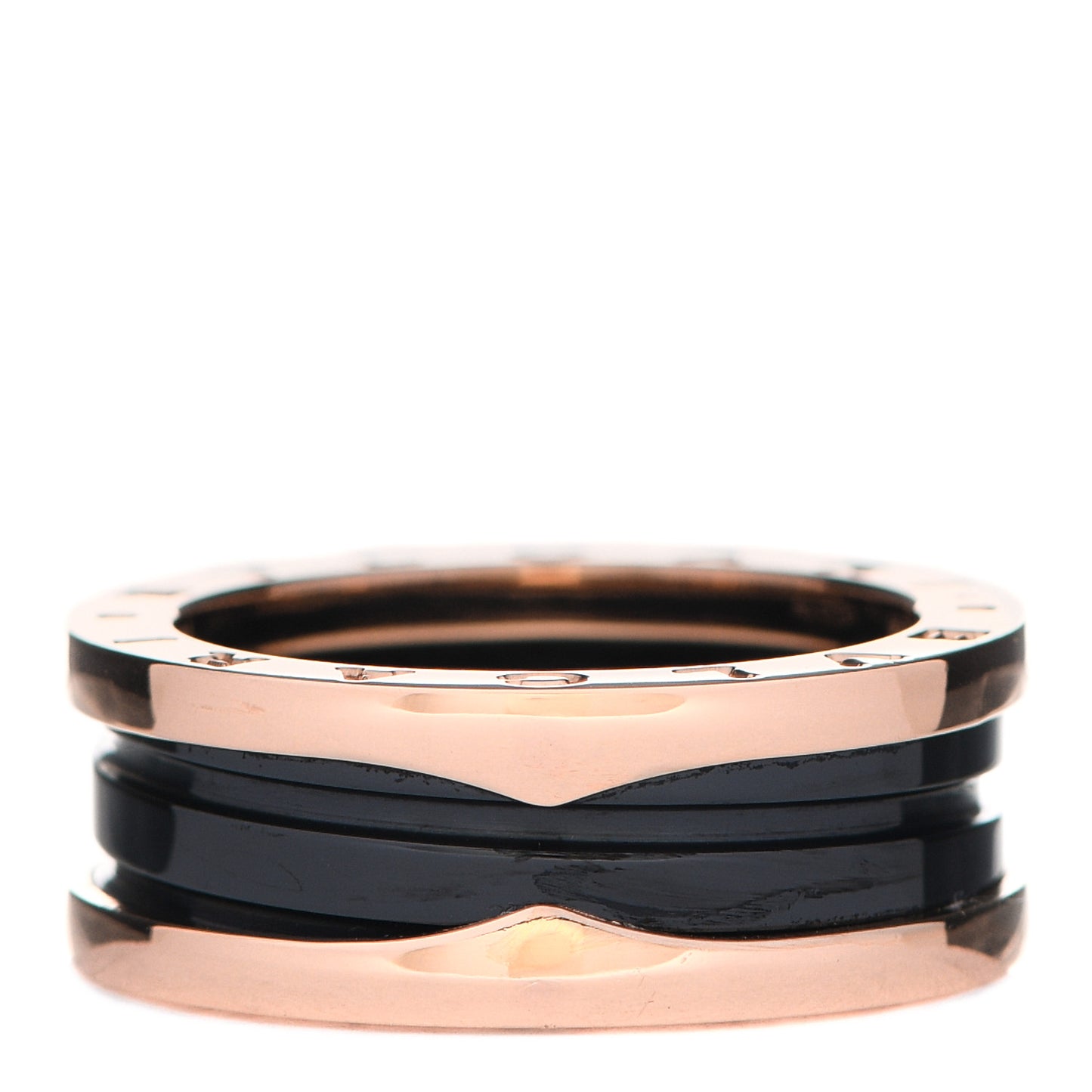 18K Rose Gold Black Ceramic B.Zero1 Two-Band Ring 57 8