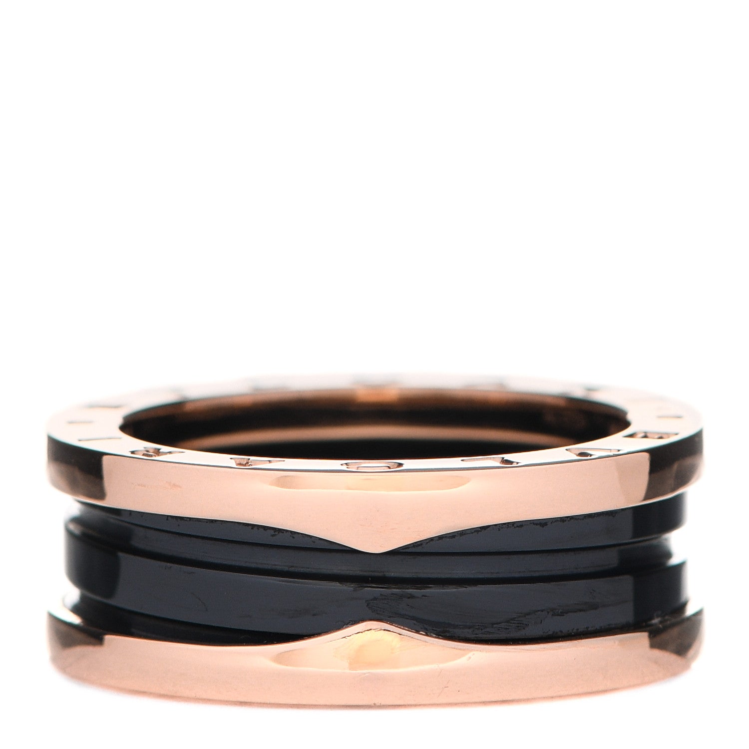 Bulgari 18K Rose Gold Black Ceramic B.Zero1 Two-Band Ring 57 8 1 of 6