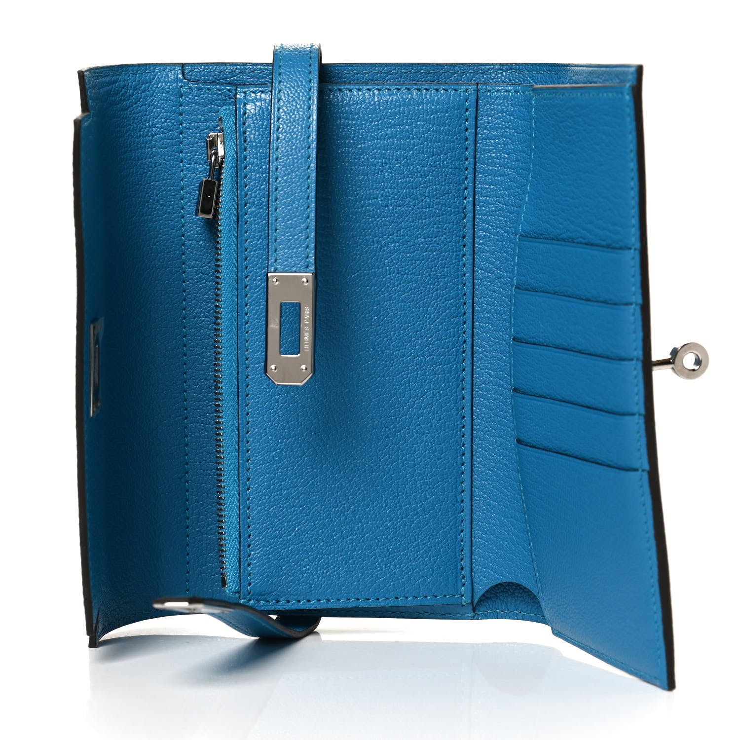 Hermes Chevre Mysore Medium Kelly Wallet Bleu Zanzibar 4 of 10