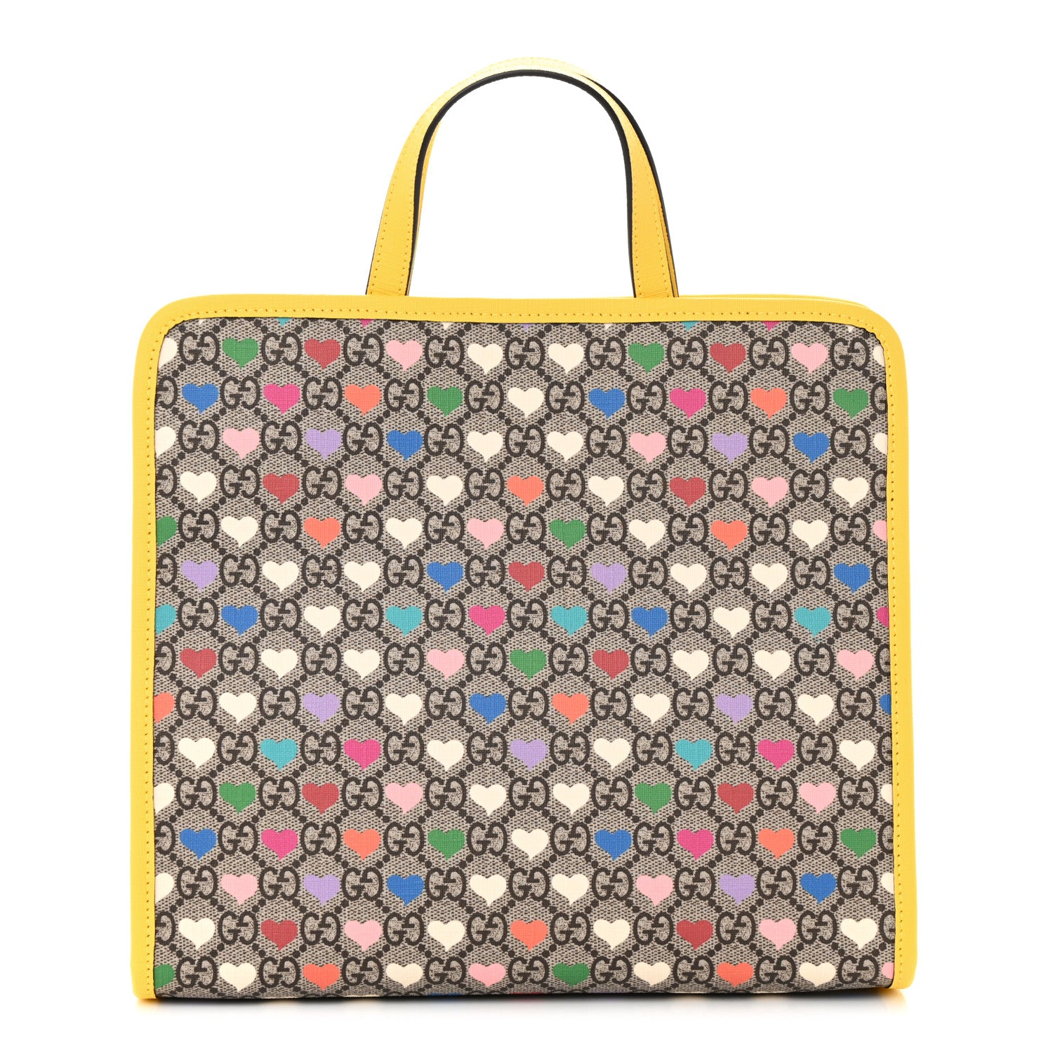Gucci GG Supreme Monogram Hearts Childrens Tote Beige Ebony Multicolor Freesia 1 of 10