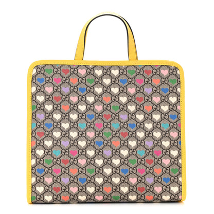 Gucci GG Supreme Monogram Hearts Childrens Tote Beige Ebony Multicolor Freesia 1 of 10