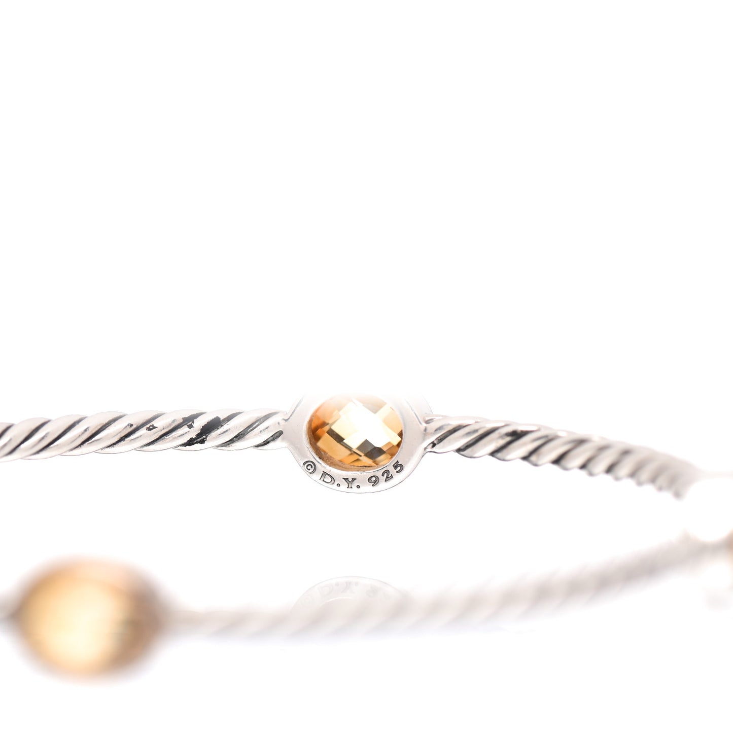 Sterling Silver Citrine 3mm 4 Station Bangle Bracelet