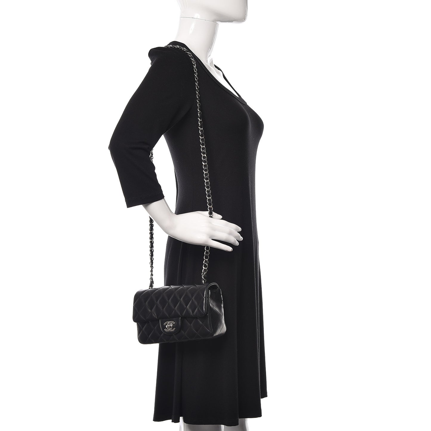 Lambskin Quilted Mini Rectangular Flap Black
