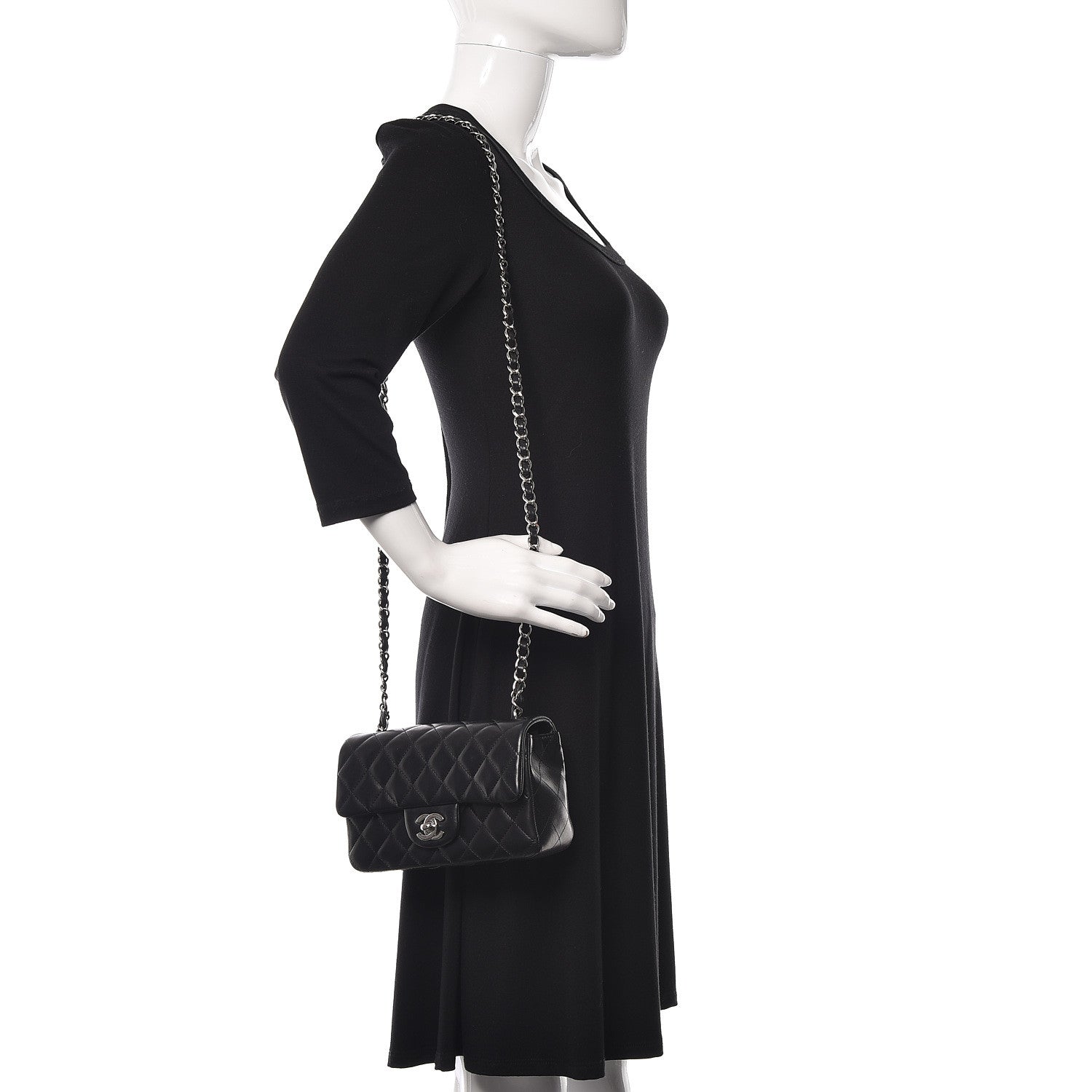 Chanel Lambskin Quilted Mini Rectangular Flap Black 2 of 17