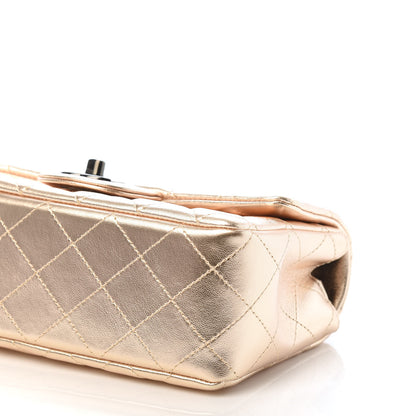 Chanel Metallic Lambskin Quilted Mini Rectangular Flap Gold Black 7 of 11