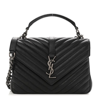 Saint Laurent Sheepskin Matelasse Chevron Monogram Medium College Bag Black 1 of 9