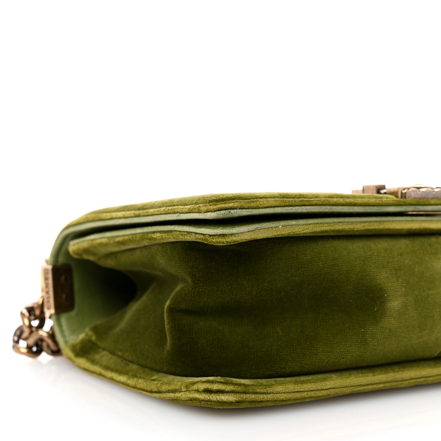 Velvet Tweed Medium Boy Flap Green
