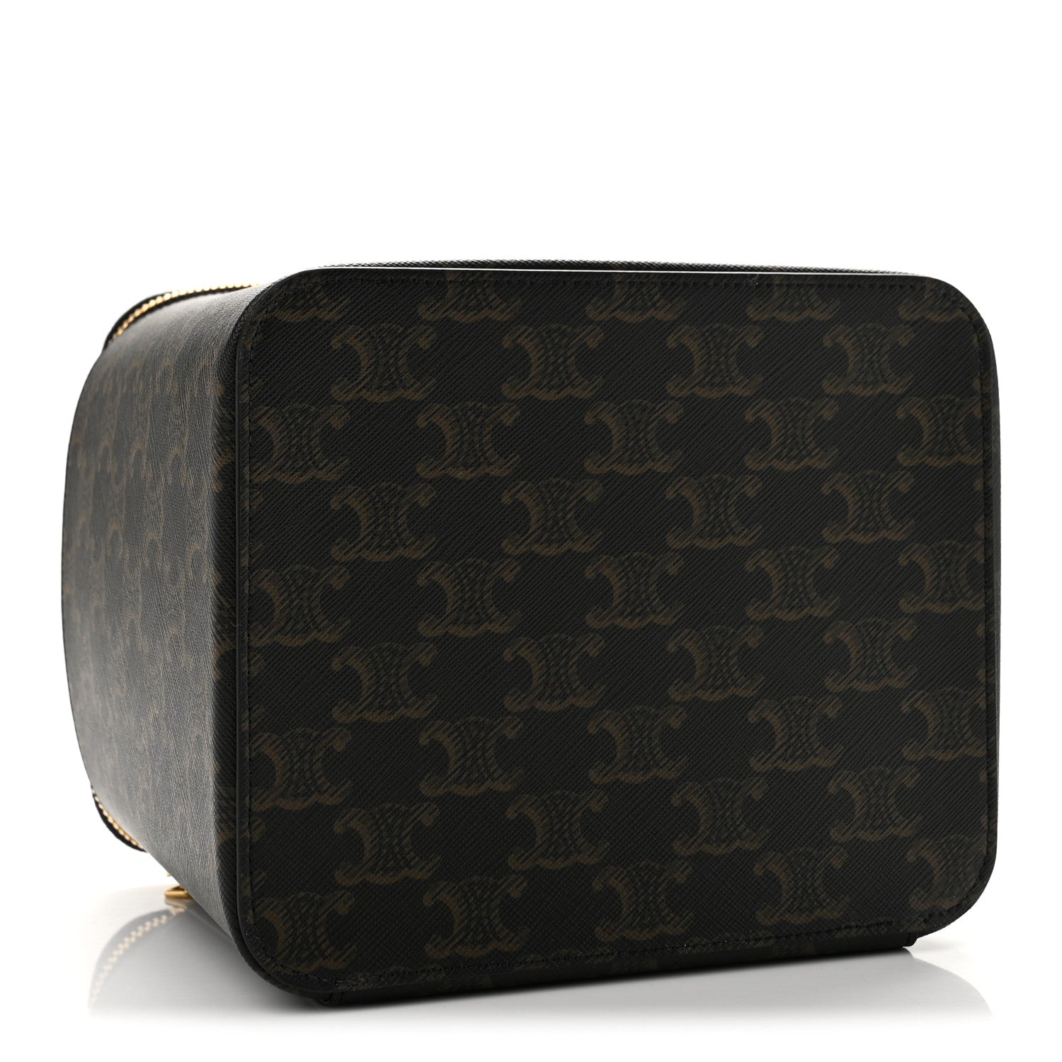 Celine Triomphe Canvas Calfskin Square Vanity Case Tan 5 of 10