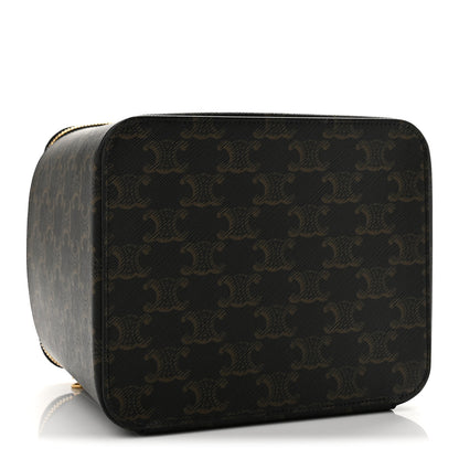 Celine Triomphe Canvas Calfskin Square Vanity Case Tan 5 of 10