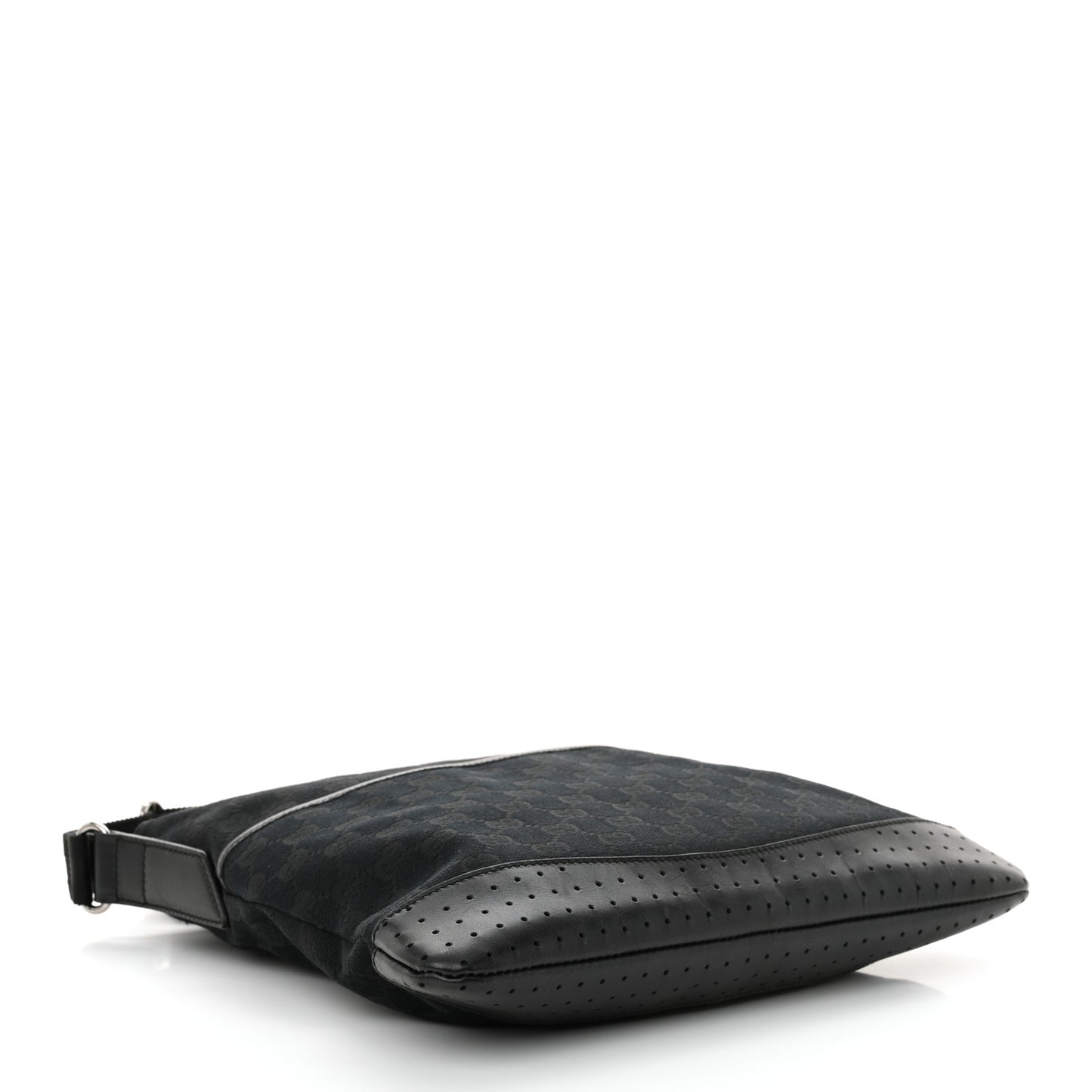 Monogram Calfskin Perforated Medium Flat Messenger Bag Black