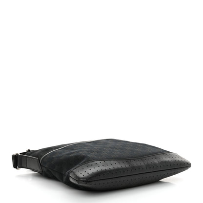 Gucci Monogram Calfskin Perforated Medium Flat Messenger Bag Black 4 of 12