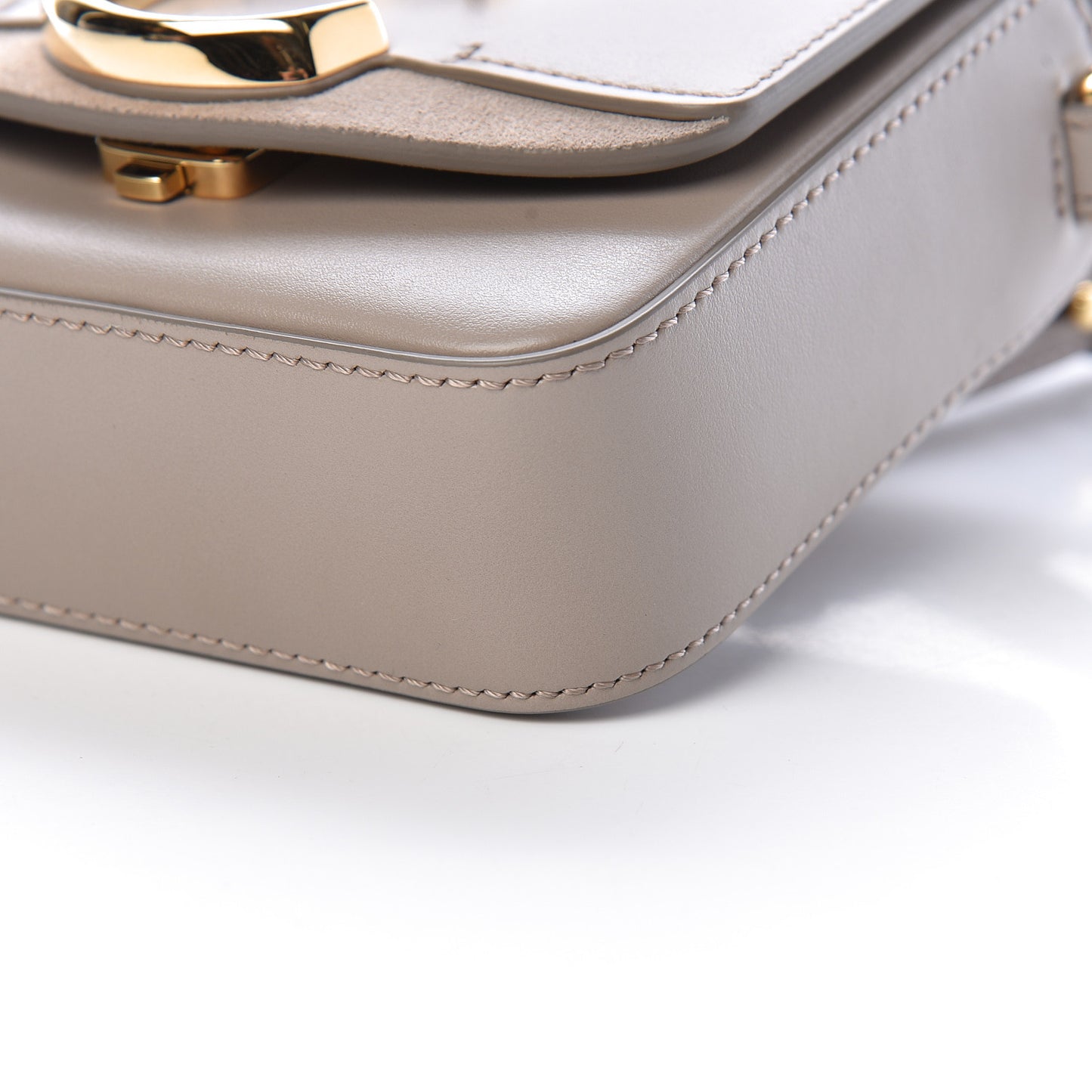 Shiny Calfskin Suede Mini C Bag Motty Grey