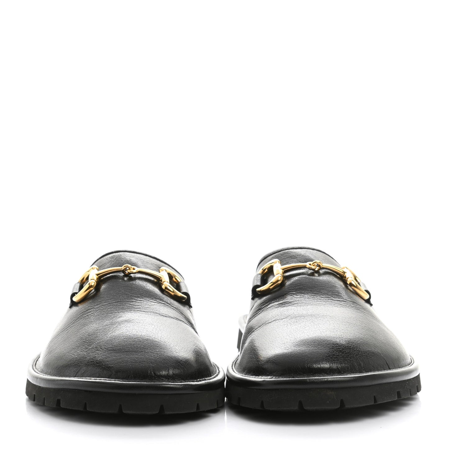 Goatskin Mens Horsebit Lug Sole Slippers 8 Black