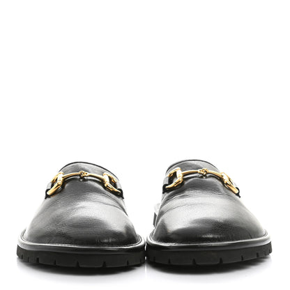 Gucci Goatskin Mens Horsebit Lug Sole Slippers 8 Black 2 of 10