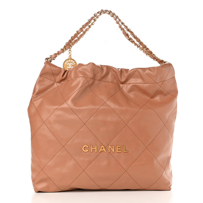 Chanel Shiny Calfskin Quilted Chanel 22 Camel 3 of 12